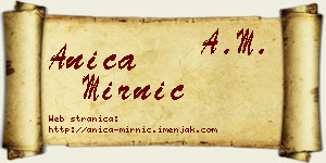 Anica Mirnić vizit kartica